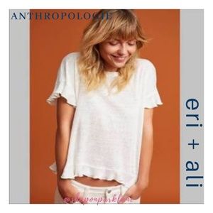 Anthro | eri + ali Ruffled Cross-Back Top, White